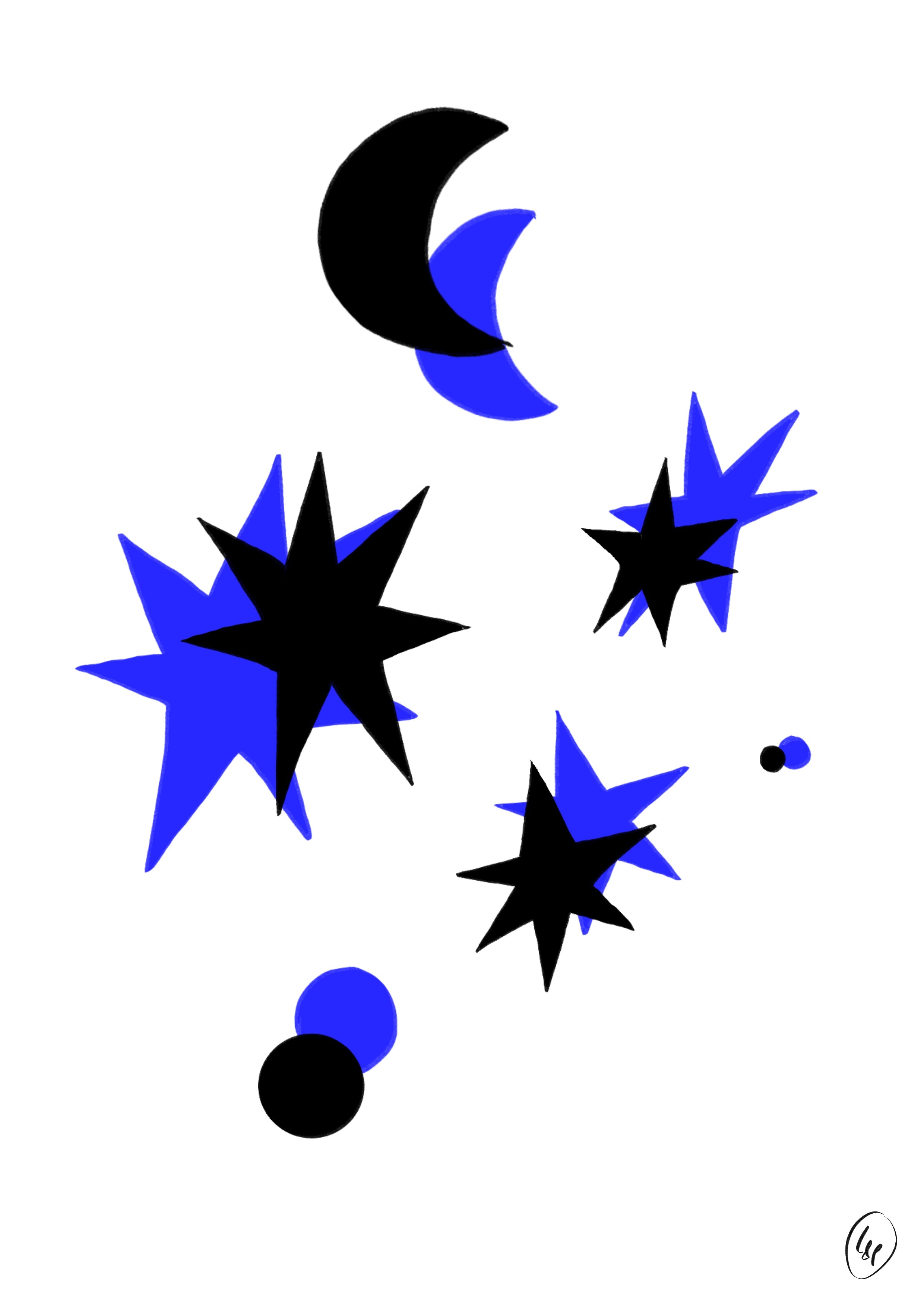 "Stars black" A4 print