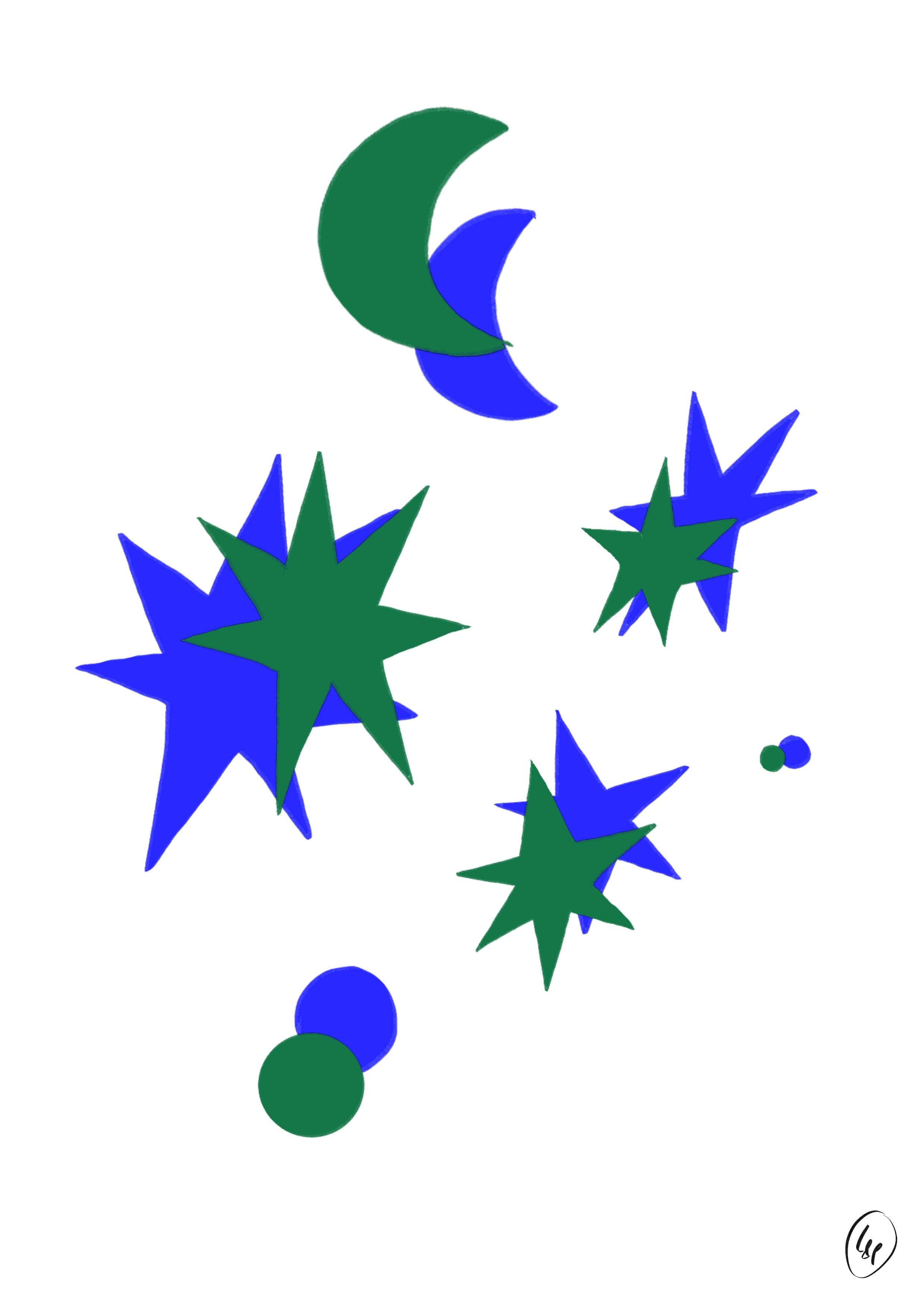 "Stars green" A4 print