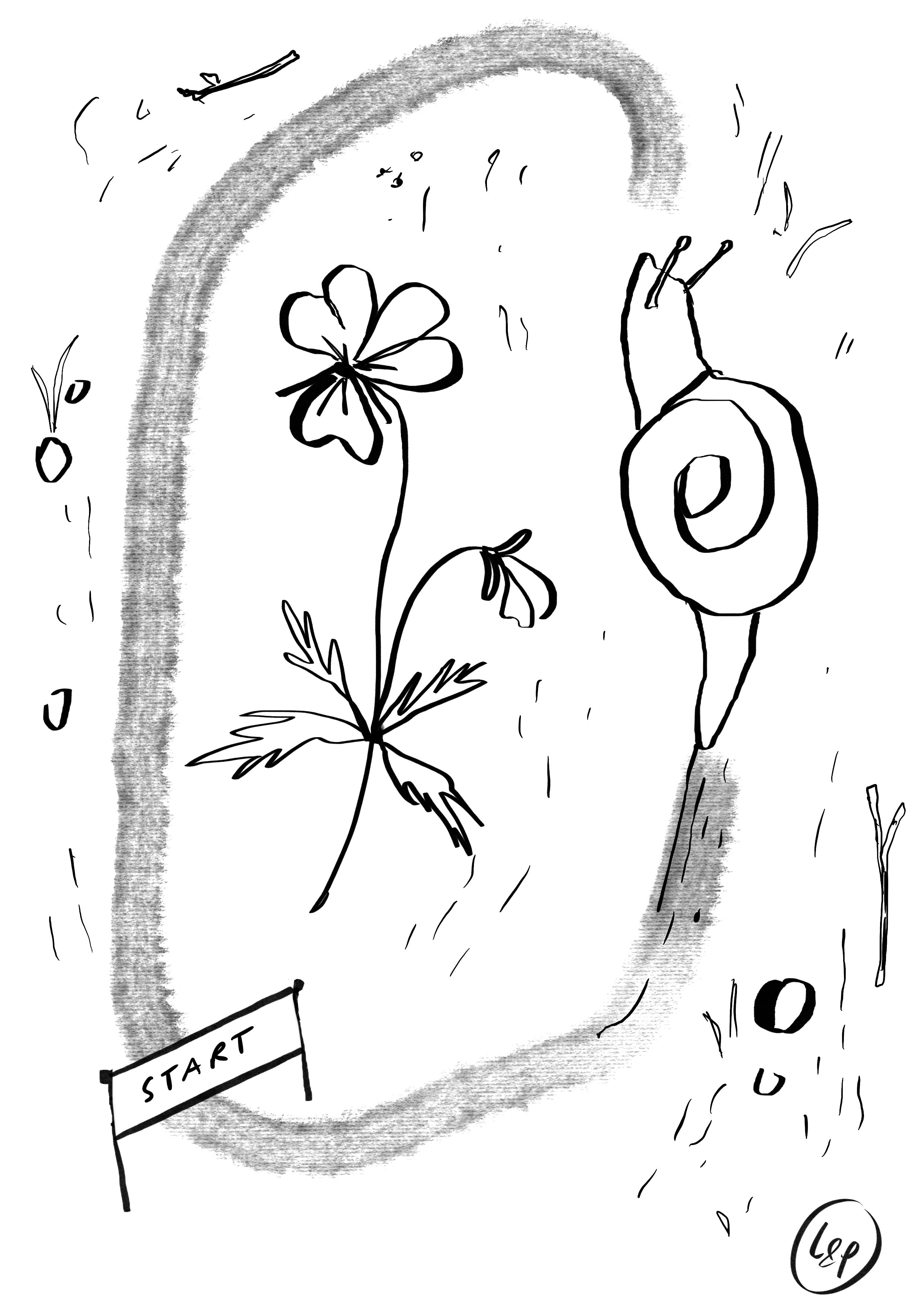 "The Race (black)" A4 print